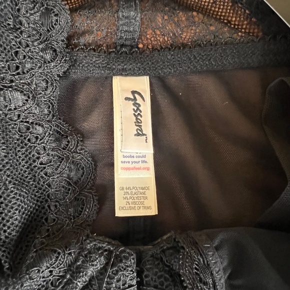 NWT Black Gossard Racerback Lace Deep V Underwire Bra, Front Close, US 34G - Picture 3 of 4